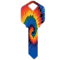 HOWARD KEYS  KW-HK2               Decorative Key Blank, Kwikset, Tie-Dye Design