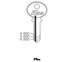 KABA ILCO CORP  1000F NP A04  AL3003400B              Cylinder Lock Key Blank, 6-Disc, Brass, Nickel Plated, 4 Price Group, For Corbin Cabinet Lock