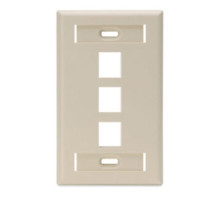 LEVITON  42080-3IS               QuickPort Wallplate with ID Window, Single Gang, 3-Port, Ivory