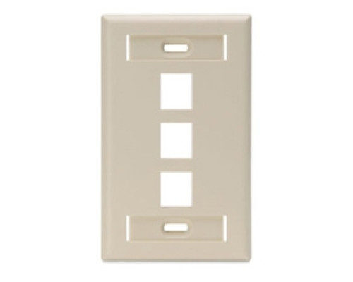 LEVITON  42080-3IS               QuickPort Wallplate with ID Window, Single Gang, 3-Port, Ivory