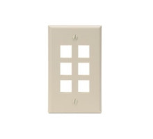 LEVITON  41080-6IP               QuickPort Wallplate, Single Gang, 6-Port, Ivory