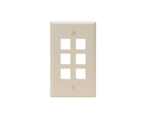 LEVITON  41080-6IP               QuickPort Wallplate, Single Gang, 6-Port, Ivory