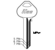 KABA ILCO CORP  A1011D4 NP A10  AA45068202              Cylinder Lock Key Blank, 6-Pin, Sectional, Brass, Nickel Plated, 10 Price Group, For Corbin/Russwin