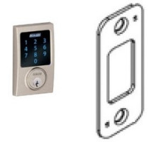 SCHLAGE ALLEGION BRAND  BE469ZP CEN 619 12-344 10-116        Door Lock Touchscreen Deadbolt, Century, Satin Nickel, With Triple Latch, Round Corner Strike