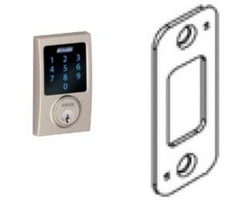 SCHLAGE ALLEGION BRAND  BE469ZP CEN 619 12-344 10-116        Door Lock Touchscreen Deadbolt, Century, Satin Nickel, With Triple Latch, Round Corner Strike