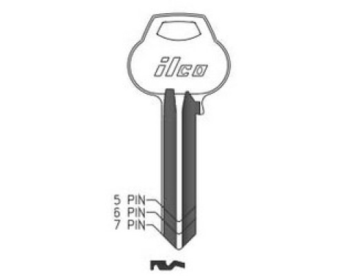 KABA ILCO CORP  L1011-L4 NS A51  AA01575033              Cylinder Lock Key Blank, 7-Pin, Natural Nickel Silver, 10 Price Group, For Corbin/Russwin