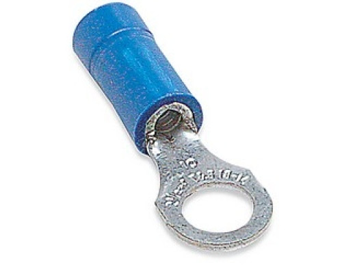 THOMAS & BETTS  TV6-14R-Q               Insulated Vinyl Ring Terminal for Wire Range 6 Stud Size 1/4, Blue