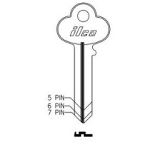 KABA ILCO CORP  1000AB NP A10  AA44040302              Cylinder Lock Key Blank, 6-Pin, Brass, Nickel Plated, 10 Price Group, For Corbin/Russwin