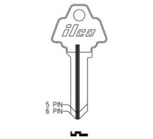 KABA ILCO CORP  A1170B NP A06  AL4226500B              Cylinder Lock Key Blank, 6-Pin, Brass, Nickel Plated, 6 Price Group, For Challenger