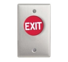 CAMDEN DOOR CONTROL  CM-4020RE               Door Activation Device Pushbutton, Spring Return, NO-NC, Momentary, 30 Volt DC 6 Ampere, Brushed Aluminum, Red Button, EXIT Legend, With Faceplate