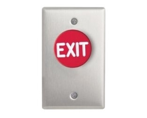 CAMDEN DOOR CONTROL  CM-4020RE               Door Activation Device Pushbutton, Spring Return, NO-NC, Momentary, 30 Volt DC 6 Ampere, Brushed Aluminum, Red Button, EXIT Legend, With Faceplate