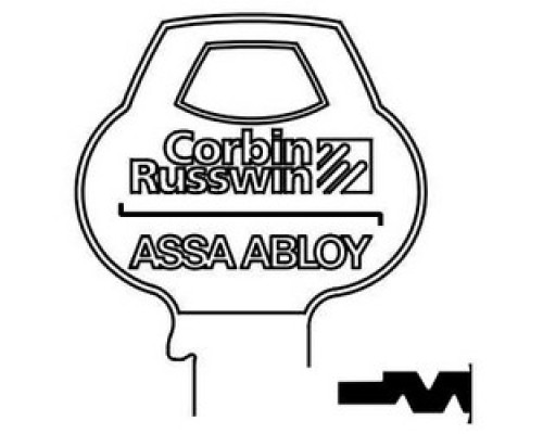 CORBIN RUSSWIN INC  60-5PIN-10               Door Lock Key Blank, Cylinder, Single-Section, Standard, 5-Pin, Z-Class Bitting, Coined Logo Bow