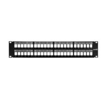 LEVITON  49255-L48               QuickPort Patch Panel with Magnifying Lens Label Holder, 48-Port, 2RU, Includes Cable Management Bar