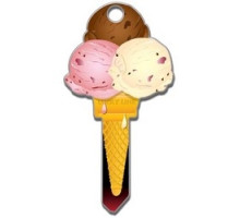 LUCKY LINE PRODUCTS INC  B111K               House Key, Kwikset, Ice Cream, Brass, Enamel Coating, 1 each per Card