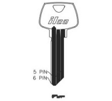 KABA ILCO CORP  01007RE NS A40  AA00017473              Cylinder Lock Key Blank, 6-Pin, Sectional, Natural Nickel Silver, 8 Price Group, For Sargent