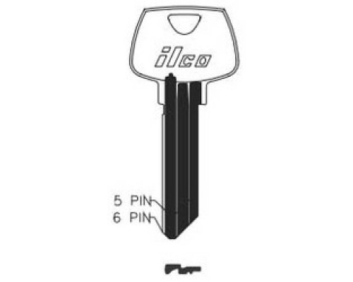 KABA ILCO CORP  01007RE NS A40  AA00017473              Cylinder Lock Key Blank, 6-Pin, Sectional, Natural Nickel Silver, 8 Price Group, For Sargent