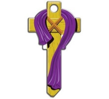 LUCKY LINE PRODUCTS INC  B124K               House Key, Kwikset, Cross, Brass, Enamel Coating, 1 each per Card