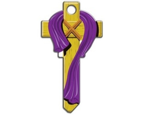 LUCKY LINE PRODUCTS INC  B124K               House Key, Kwikset, Cross, Brass, Enamel Coating, 1 each per Card