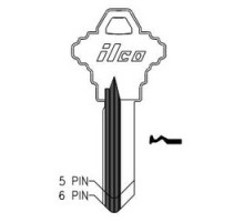 KABA ILCO CORP  A1145L NS A31  AL4425321B              Cylinder Lock Key Blank, 6-Pin, Natural Nickel Silver, 6 Price Group, For Schlage
