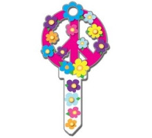 LUCKY LINE PRODUCTS INC  B104K               House Key, Kwikset, Peace Sign, Brass, Enamel Coating, 1 each per Card