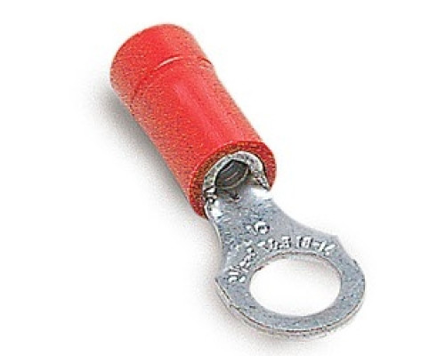 THOMAS & BETTS  TV18-14R-L               Insulated Vinyl Ring Terminal for Wire Range 22-16 Stud Size 1/4, Red