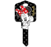 HOWARD KEYS  KW-D83               Decorative Key Blank, Kwikset, Large Headed, Painted, Disney Minnie Mouse Design, Individually Carded