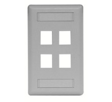 HUBBELL PREMISE WIRING  IFP14GY               Plate, Wall, Flush, 1-G, 4Port, Gray