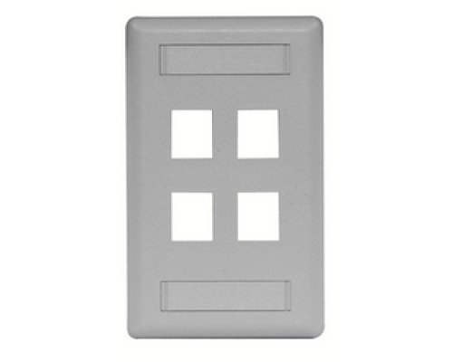 HUBBELL PREMISE WIRING  IFP14GY               Plate, Wall, Flush, 1-G, 4Port, Gray