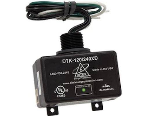 DITEK DTK-120/240XD        120/240 VAC Split Phase, 3W +G , 50kA, SPD Type 1, UL1449 Listed