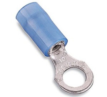 THOMAS & BETTS  RB753SP               Nylon Insulated Ring Terminal, Length 1.25in, Width 0.72in, Max Insulation 0.162, Bolt Hole 1/2in, Wire Range #18-#14 AWG, Blue, Copper, Silver Plated, 1,000 Pack
