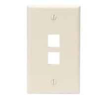 LEVITON  41080-2TP               QuickPort Wallplate, Single Gang, 2-Port, Light Almond