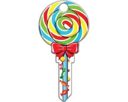 LUCKY LINE PRODUCTS INC  B140S               House Key, Schlage, Lollipop, Brass, Enamel Coating, 1 each per Card