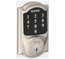 SCHLAGE ALLEGION BRAND  BE468ZP CAM 619 12-342 10-116        Door Deadbolt, Schlage, Touch Screen, Camelot Connected, Satin Nickel, With Z-Wave Platform