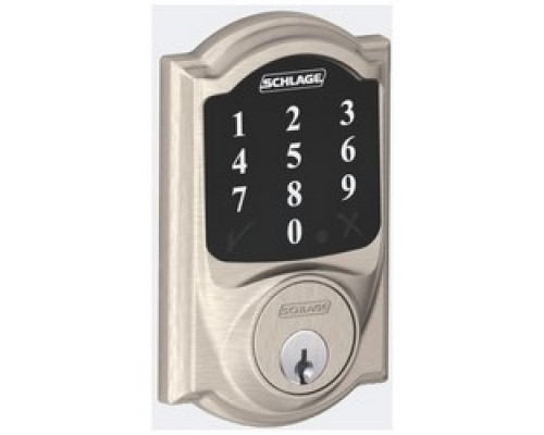 SCHLAGE ALLEGION BRAND  BE468ZP CAM 619 12-342 10-116        Door Deadbolt, Schlage, Touch Screen, Camelot Connected, Satin Nickel, With Z-Wave Platform