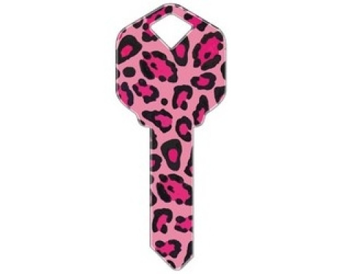 HOWARD KEYS  KW-HK10               Decorative Key Blank, Kwikset, Printed, Pink Leopard Design