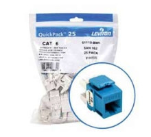 LEVITON  61110-BL6               eXtreme 6+ QuickPort Connector Quickpack, Category 6, 25-pack, Blue