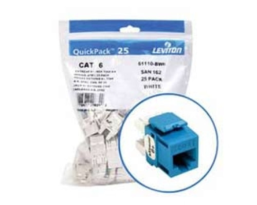 LEVITON  61110-BL6               eXtreme 6+ QuickPort Connector Quickpack, Category 6, 25-pack, Blue