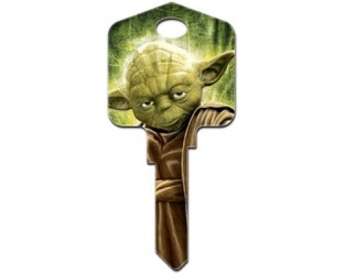 HOWARD KEYS  SC1-SW2               Decorative Key Blank, Schlage, Large Headed, Painted, Star Wars Yoda Design, With Metallic Ink, Individually Carded