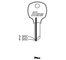 KABA ILCO CORP  1069T NP A09  AA29816002              Cylinder Lock Key Blank, 6-Disc, Brass, Nickel Plated, 9 Price Group, For National Cabinet Lock