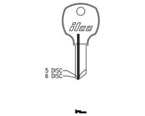 KABA ILCO CORP  1069T NP A09  AA29816002              Cylinder Lock Key Blank, 6-Disc, Brass, Nickel Plated, 9 Price Group, For National Cabinet Lock