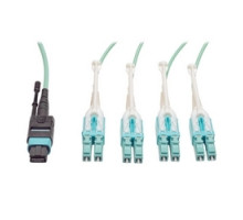 TRIPP LITE N844-01M-8LC-PT        MTP/MPO Fan-out Cable with Push/Pull Tab Connectors, MTP/MPO to 8xLC, 40GbE, 40GBASE-SR4,OM3 Plenum-rated - Aqua, 1M 3.28-ft.