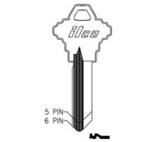KABA ILCO CORP  1145J NP A09  AA43252052              Cylinder Lock Key Blank, 5-Pin, Brass, Nickel Plated, 9 Price Group, For Schlage
