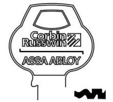 CORBIN RUSSWIN INC  H2-6PIN-10               Door Lock Key Blank, Cylinder, Single-Section, Standard, 6-Pin, DH-Class Bitting, Coined Logo Bow