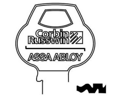 CORBIN RUSSWIN INC  H2-6PIN-10               Door Lock Key Blank, Cylinder, Single-Section, Standard, 6-Pin, DH-Class Bitting, Coined Logo Bow