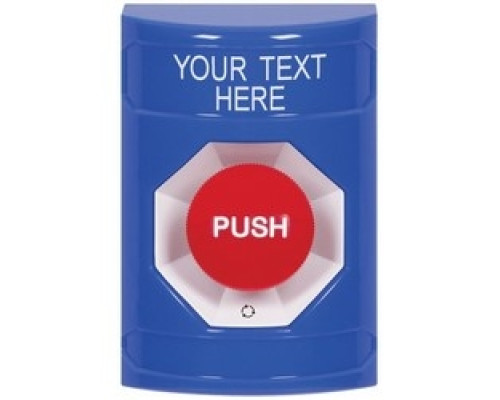 SAFETY TECHNOLOGY INTL  SS2401ZA-EN               Pushbutton Switch, Multi-Purpose, Turn-To-Reset Switch Configuration, Custom Text Legend, English Language, Blue, Without Cover