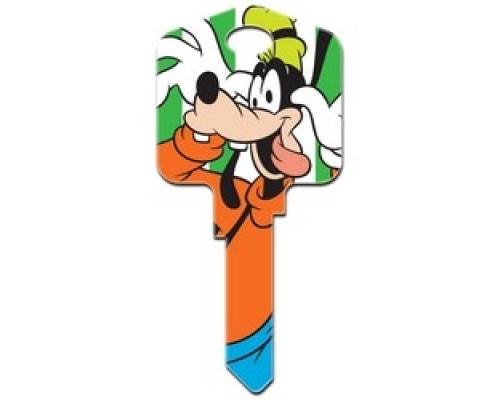 HOWARD KEYS  SC1-D85               Decorative Key Blank, Schlage, Large Headed, Painted, Disney Goofy Design, Individually Carded