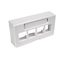 LEVITON  49910-EW4               QuickPort Modular Furniture Extended Depth Faceplate, 4-Port, White, Includes 1 Blank Insert