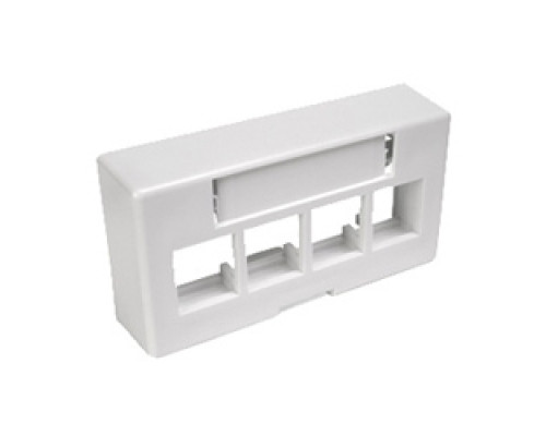 LEVITON  49910-EW4               QuickPort Modular Furniture Extended Depth Faceplate, 4-Port, White, Includes 1 Blank Insert