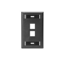 LEVITON  42080-2ES               QuickPort Wallplate with ID Window, Single Gang, 2-Port, Black
