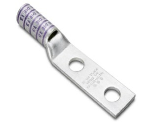 BURNDY  YAZ2C2N  25016804              Cu Comp Terminal Code Cond, Bvl Entry, 2 Hole/W/InspWindow, #2 AWG Code, 60 Navy, 600 V-35 kV, 1/2